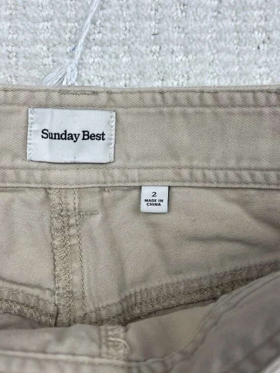 Aritzia Sunday Best Beige New Oscar Carpenter Wide Leg Cargo Pants Womens 2 - Picture 6 of 10